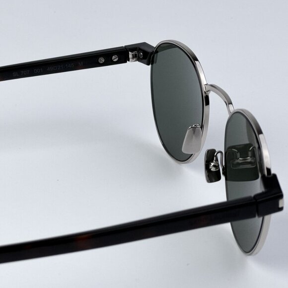 Saint Laurent SL707 001 BRAND NEW Sunglasses Silver Havana Grey Oval Unisex - Picture 12 of 13